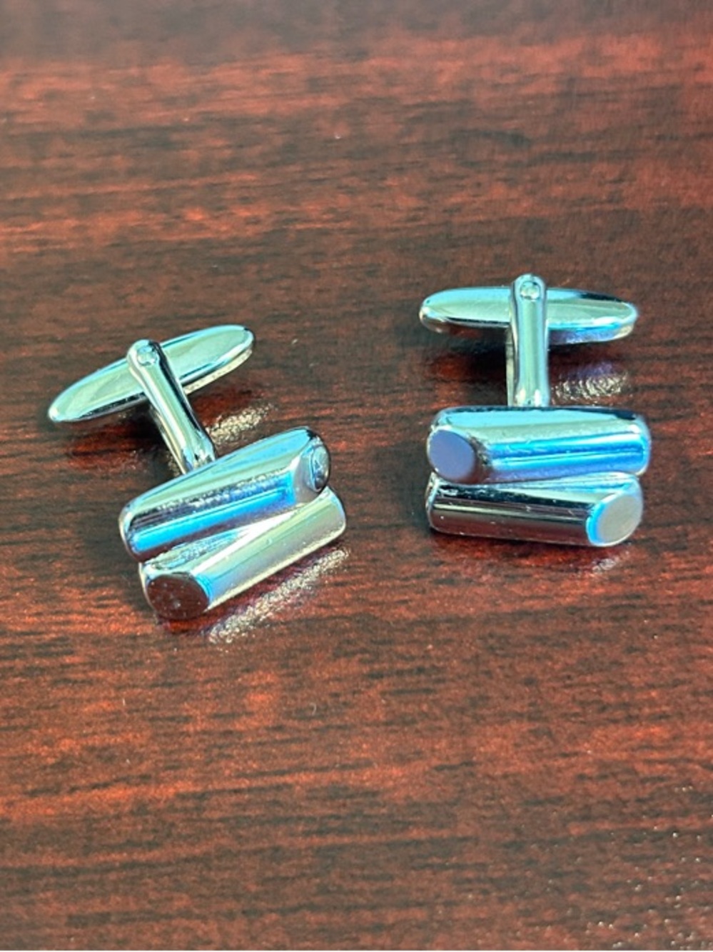 Classic Silver Cylinder Cufflinks - Men Accessories